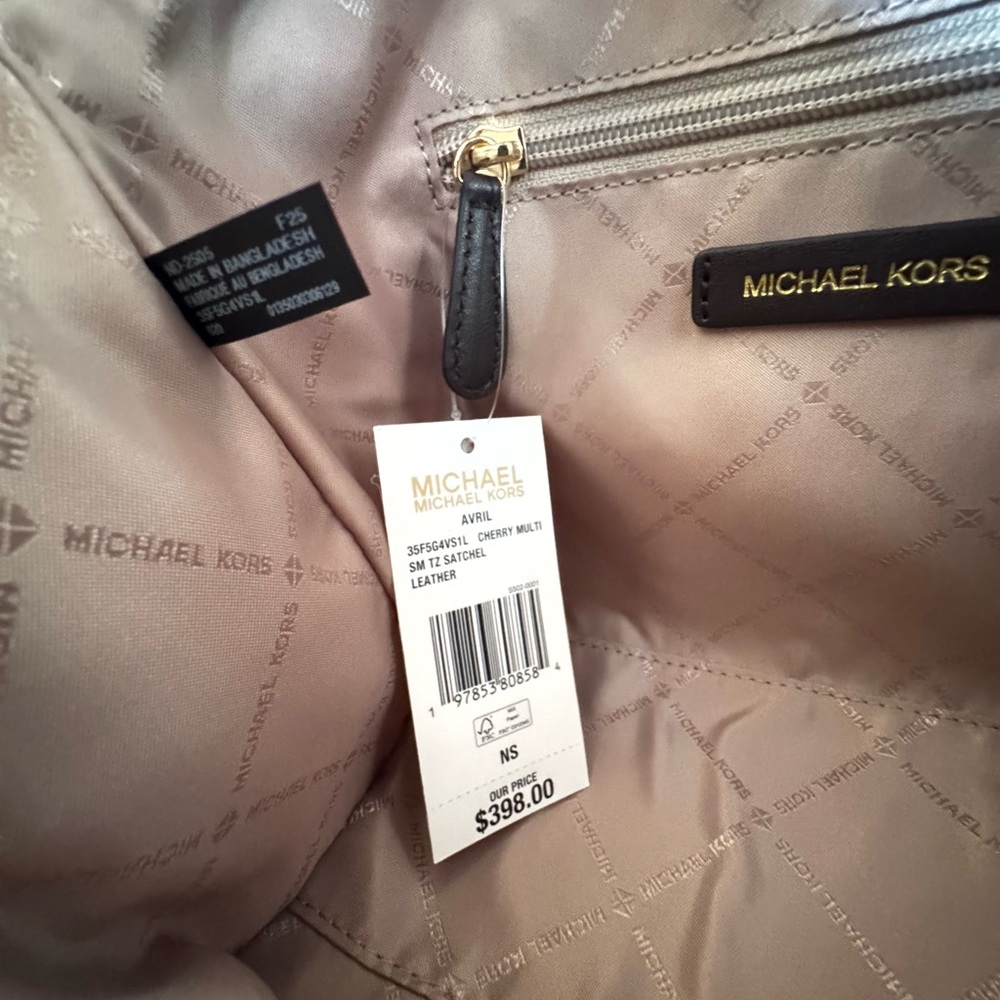 Michael Kors Avril SM Satchel Shoulder Bag Braided Cherry Multi - Picture 9 of 10